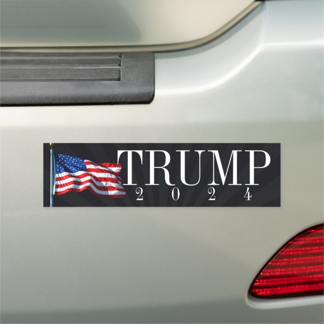 Trump 2024 Elegant Waving Flag Car Magnet (In Situ)