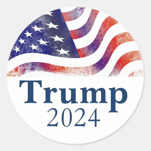 Trump 2024 Faded American Flag Campaign Classic Round Sticker