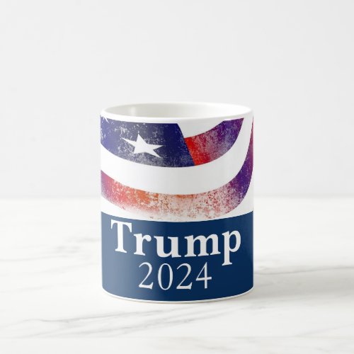 Trump 2024 Faded American Flag Campaign Coffee Mug
