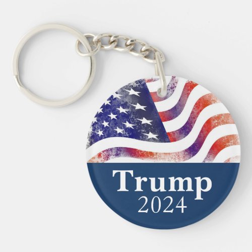 Trump 2024 Faded American Flag Campaign Keychain