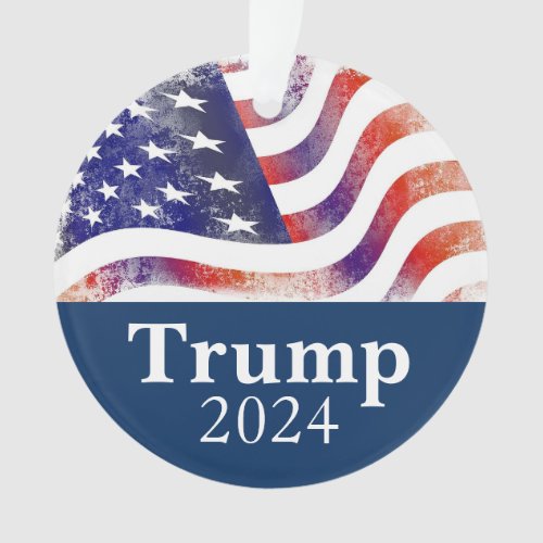 Trump 2024 Faded American Flag Campaign Ornament