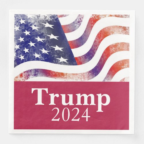 Trump 2024 Faded American Flag Campaign Paper Dinner Napkins