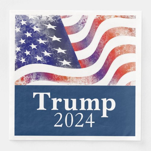 Trump 2024 Faded American Flag Campaign Paper Dinner Napkins