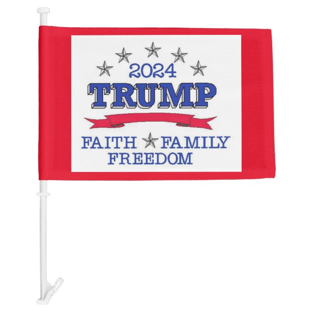 Trump 2024 Faith, Family, Freedom Car Flag (Front)