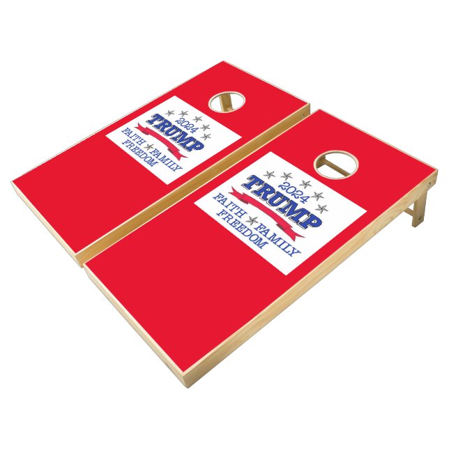 Trump 2024 Faith, Family, Freedom Cornhole Set (Angled)