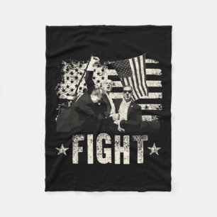 Trump 2024 Fight Fight Fight Donald Trump Fist Pum Fleece Blanket