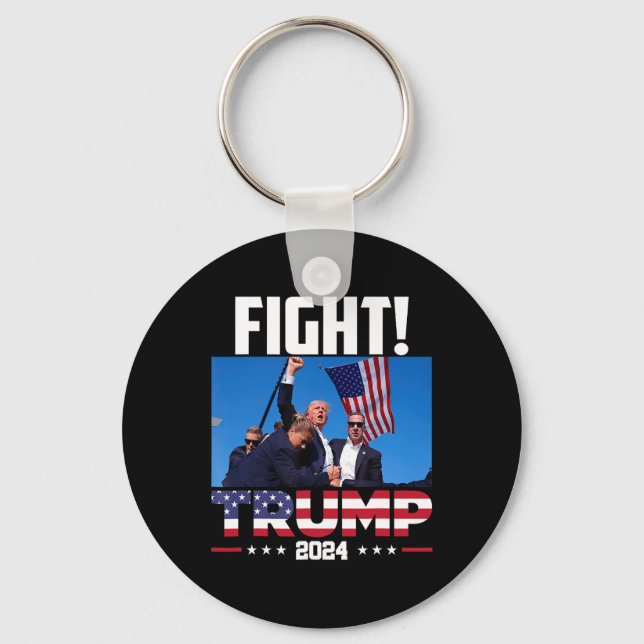 Trump 2024 Fight Fist Rally Trump Rally 2024 Ameri Keychain (Front)