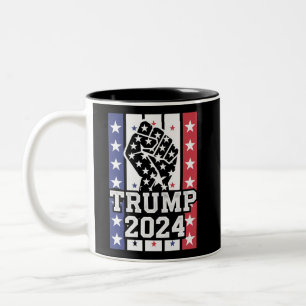Trump 2024 Fist Outlaw Hillbilly J.D.Vance 2024 Two-Tone Coffee Mug