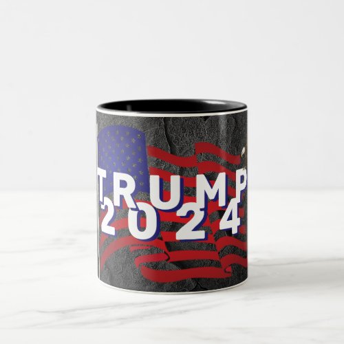 Trump 2024 Flag and Bald Eagle Two_Tone Coffee Mug