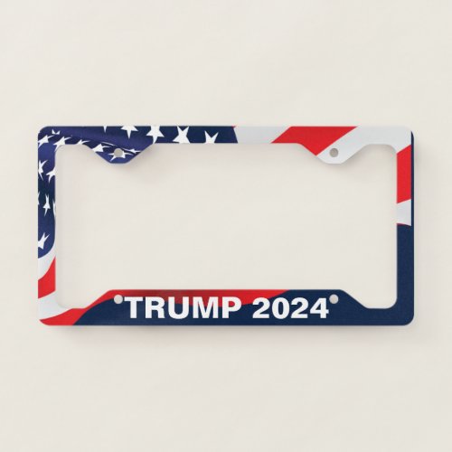 Trump 2024 Flag license plate frame