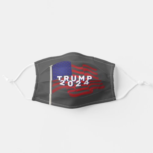 Trump 2024 flag on gray adult cloth face mask