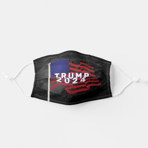 Trump 2024 flag on leather adult cloth face mask