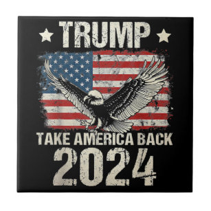 Trump 2024 flag take America back men women Trump  Ceramic Tile