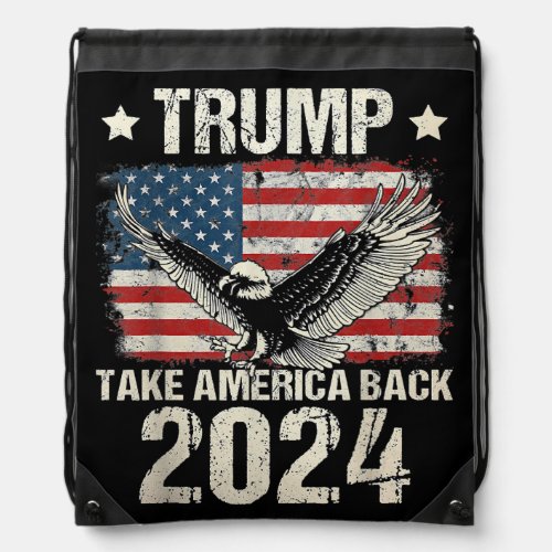 Trump 2024 flag take America back men women Trump  Drawstring Bag