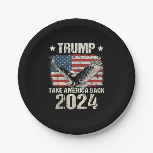Trump 2024 flag take America back men women Trump  Paper Plates