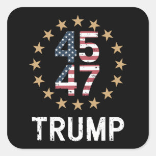 Trump 2024 Flag Take America Back Trump 45 47 Square Sticker