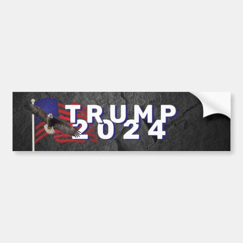 Trump 2024 Flag with Bald Eagle  Bumper Sticker