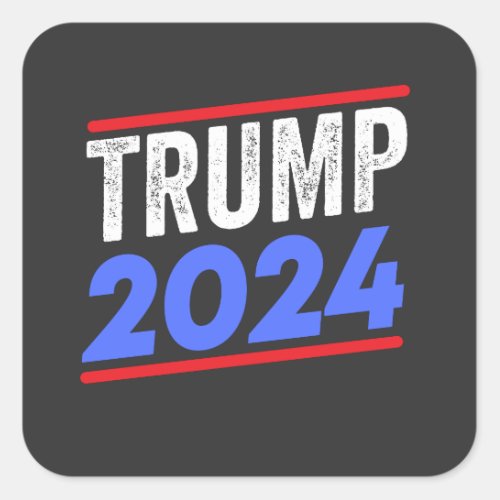 Trump 2024 For President Donald Jr Maga Election Square Sticker