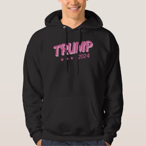 Trump 2024  Funny Donald Trump Pink Bubble Letters Hoodie