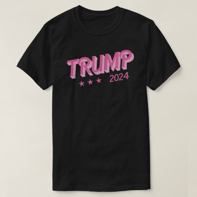Trump 2024 Funny Donald Trump Pink Bubble Letters  T-Shirt (Design Front)