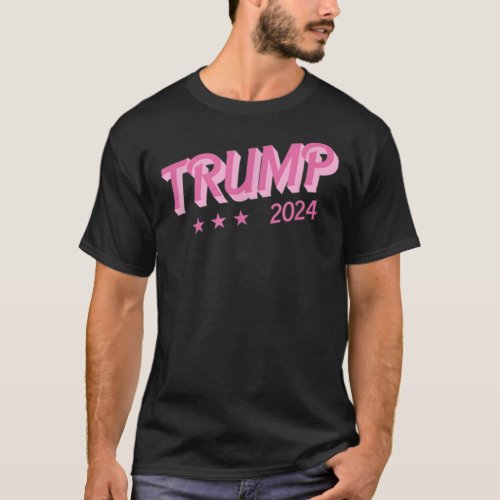 Trump 2024 Funny Donald Trump Pink Bubble Letters  T_Shirt