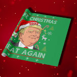 Trump 2024 Funny Make Christmas Great Again Green Wrapping Paper<br><div class="desc">Trump 2024 Funny  Make Christmas Great Again green warapping paper,  trump wrapping paper</div>