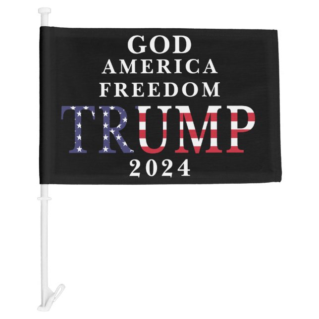 Trump 2024 God America Freedom  Car Flag (Front)