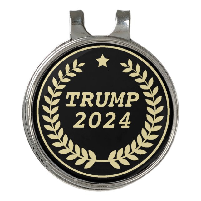 Trump 2024 Gold Laurel Leaf Golf Hat Clip (Front)