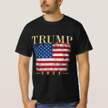 Trump 2024 Gold Vintage Grunge USA Flag T-Shirt