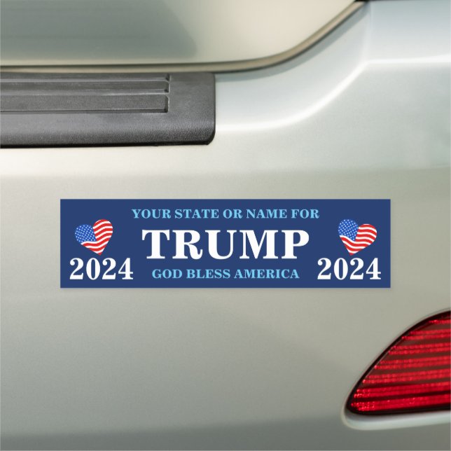Trump 2024 Hearts God Bless America Political Car Magnet (In Situ)