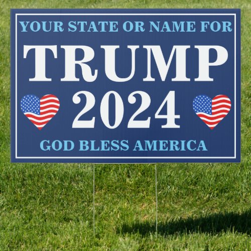 Trump 2024 Hearts Patriotic Election Personalized Sign