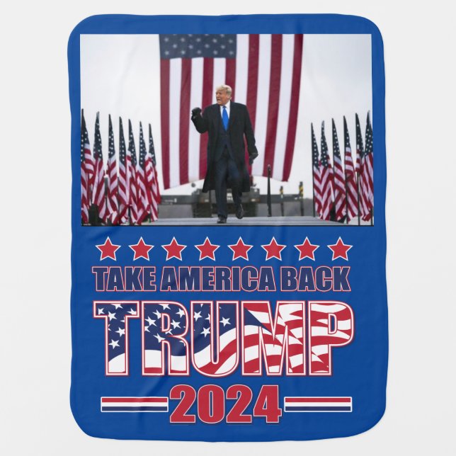 Trump 2024 Ill Be Back Baby Blanket (Front)