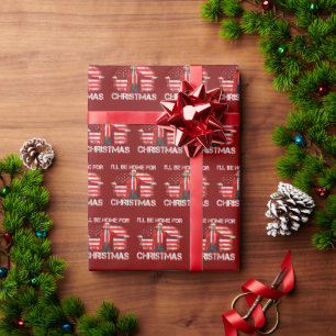 Trump 2024 I'll Be Home For Christmas Red Wrapping Paper
