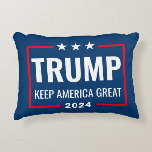 Trump 2024 Keep America Great - blue red Accent Pillow