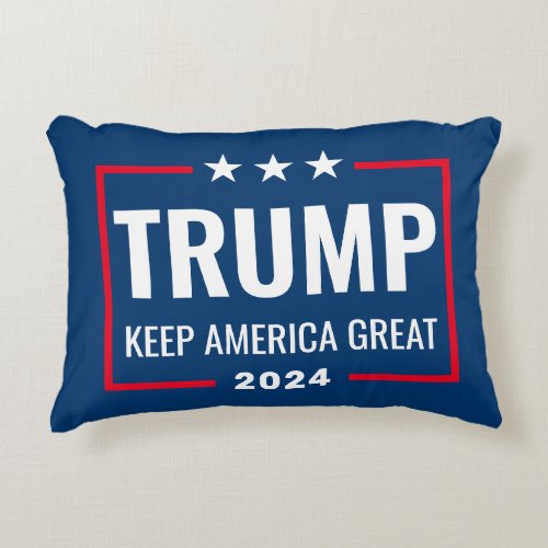 Trump 2024 Keep America Great _ blue red Accent Pillow