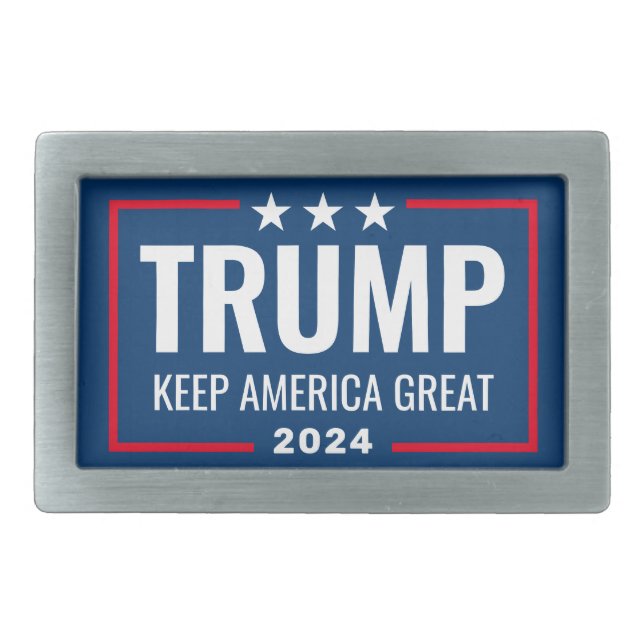 Trump 2024 Keep America Great - blue red Belt Buckle (Front)