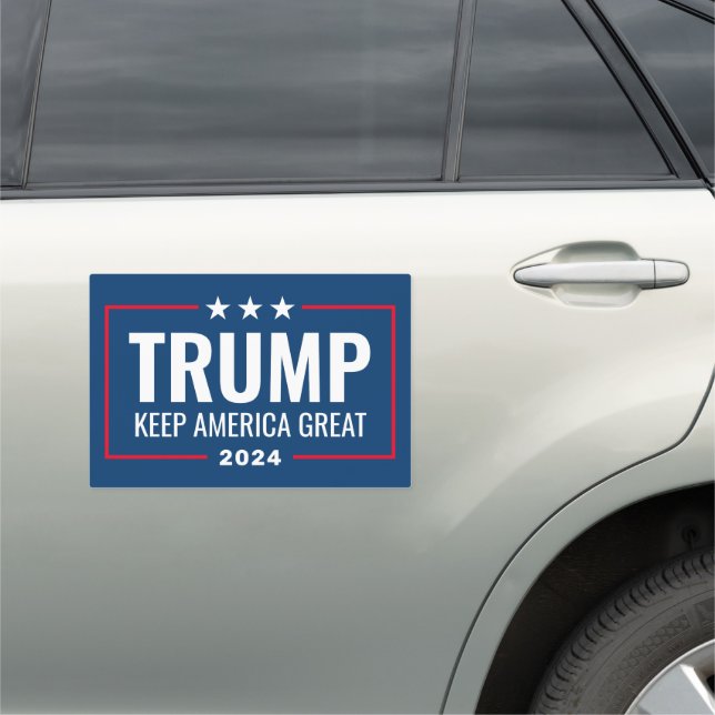 Trump 2024 Keep America Great - blue red Car Magnet (In Situ)