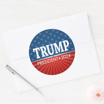 Trump 2024 Keep America Great - Blue Red Classic Round Sticker by theNextElection at Zazzle