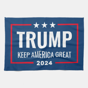 Trump 2024 Keep America Great - blue red Kitchen Towel