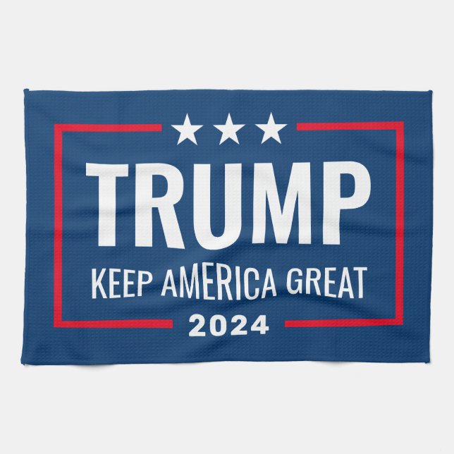 Trump 2024 Keep America Great - blue red Kitchen Towel (Horizontal)