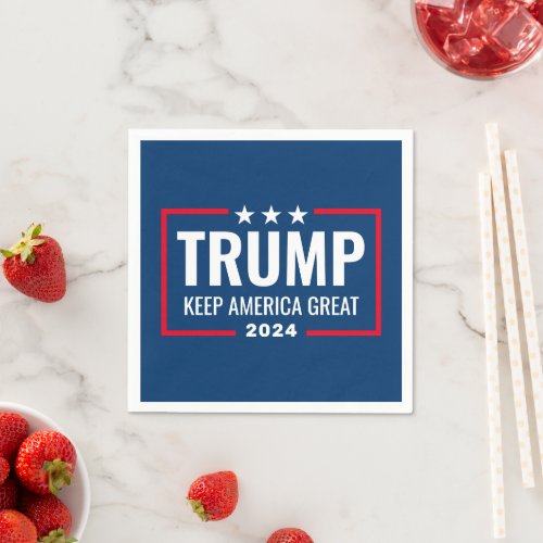 Trump 2024 Keep America Great _ blue red Napkins