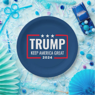 Trump 2024 Keep America Great - blue red Paper Plates