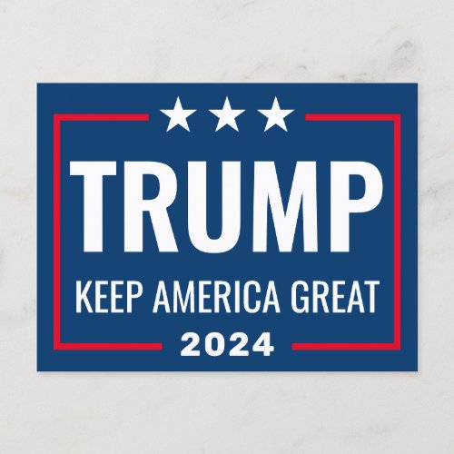 Trump 2024 Keep America Great _ blue red Postcard