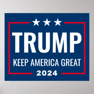 Trump 2024 Keep America Great - blue red Poster