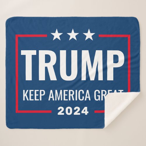 Trump 2024 Keep America Great _ blue red Sherpa Blanket