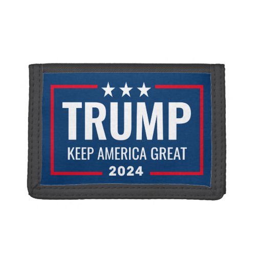 Trump 2024 Keep America Great _ blue red Trifold Wallet
