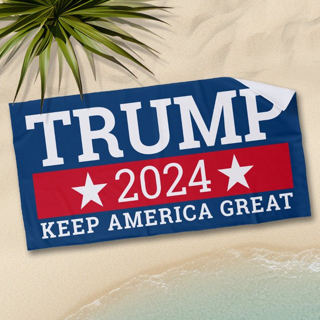 Trump 2024 Keep America Great - modern navy Beach Towel (Trump Beach Towel)