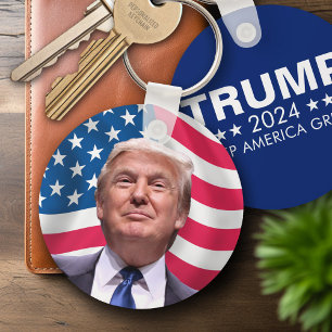 Trump 2024 Keep America Great - photo on back Keychain
