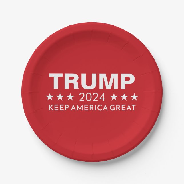 Trump 2024 - Keep America Great Red Paper Plates (Front)