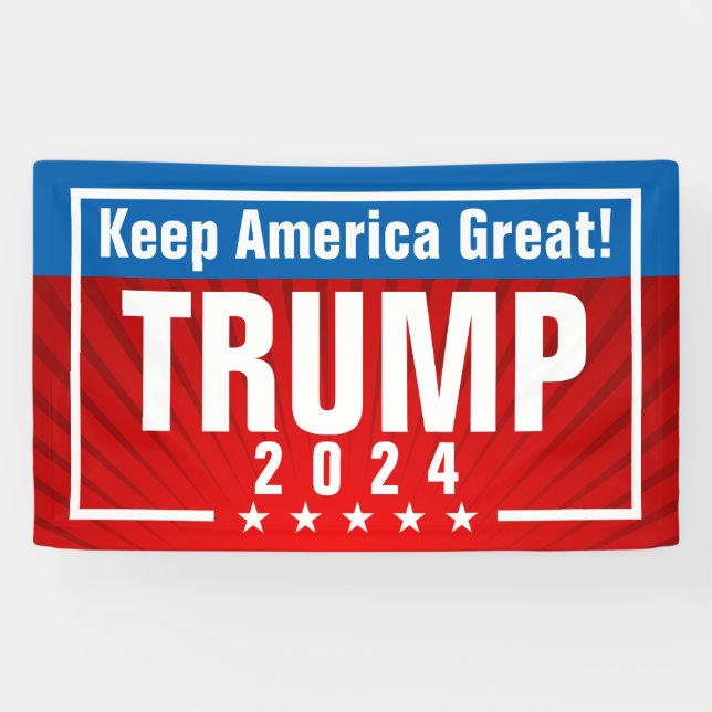 Trump 2024 Keep America Great Stars Frame Banner (Horizontal)